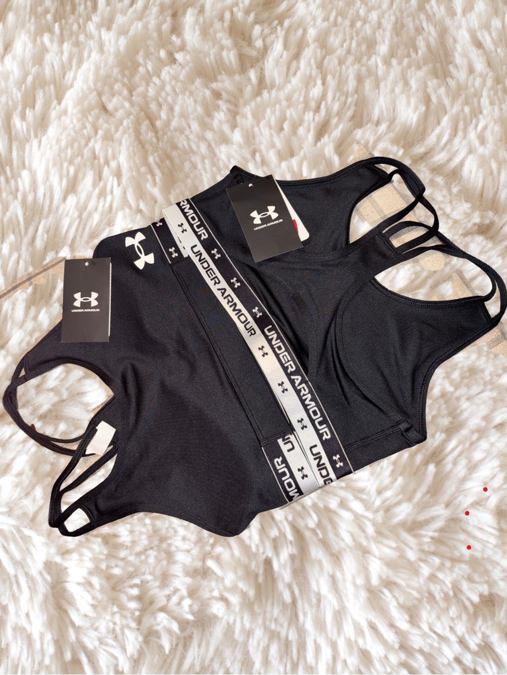 Under Armour 2 - piece Black GIRLS Medium Impact Sports Bra with Branded Band